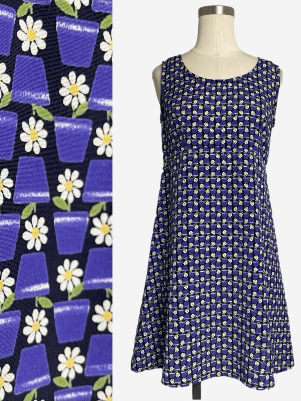 Vintage Y2K My Michelle purple flower pot printed tank mini dress whimsical M